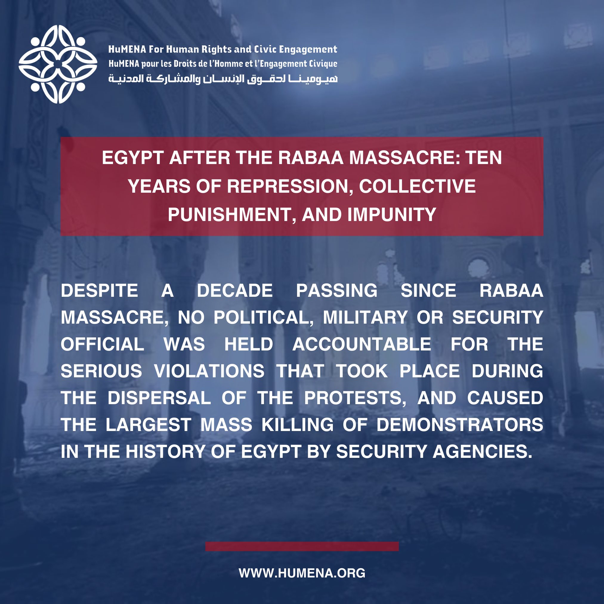 Egypt after the Rabaa Massacre: Ten years of repression, collective punishment, and impunity
