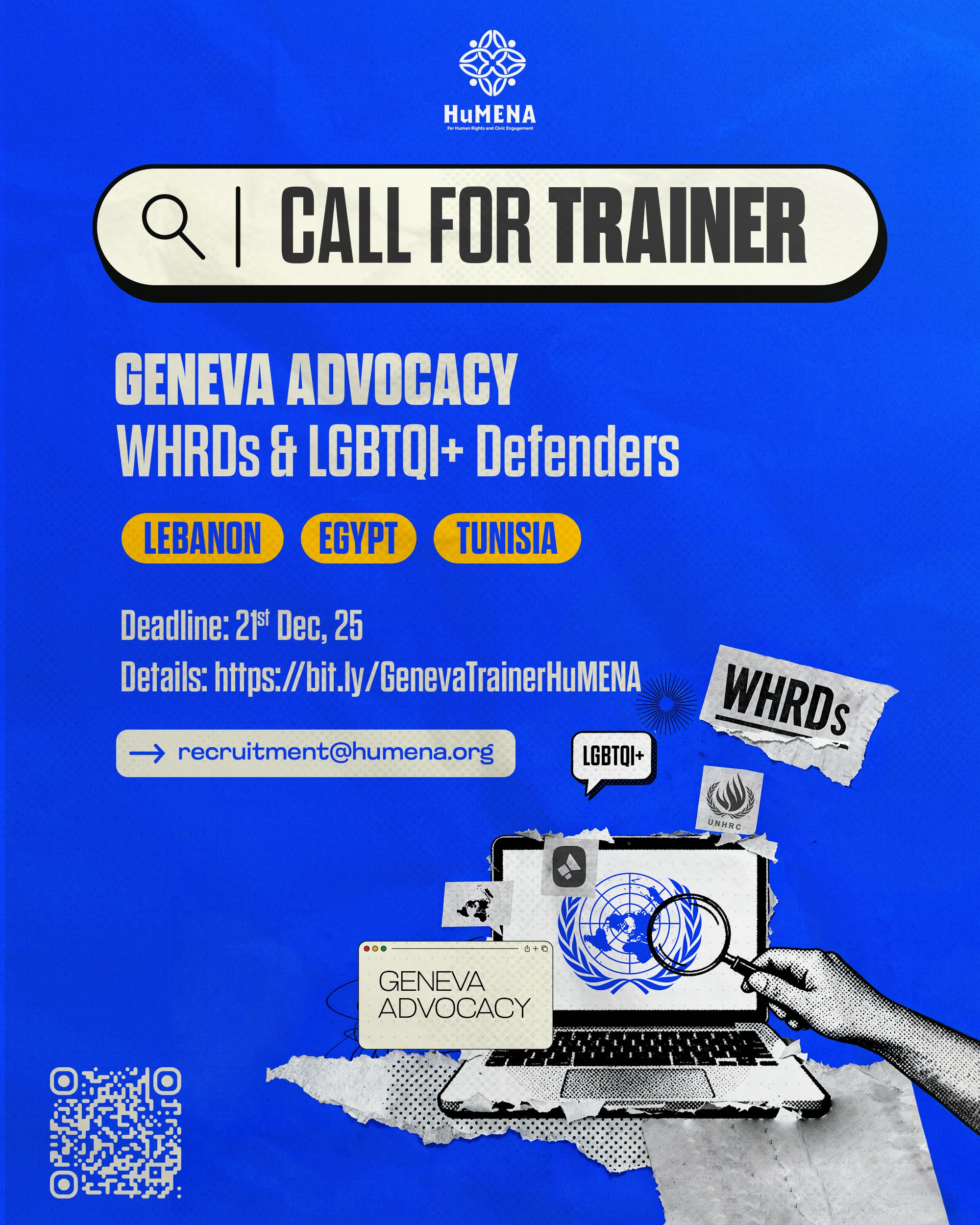 Call for Trainer | Geneva Advocacy for WHRDs & LGBTQI+ Defenders